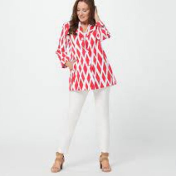 NWT DENNIS BASSO PRINTED TOPPER JACKET GERANIUM 2 - Picture 1 of 12